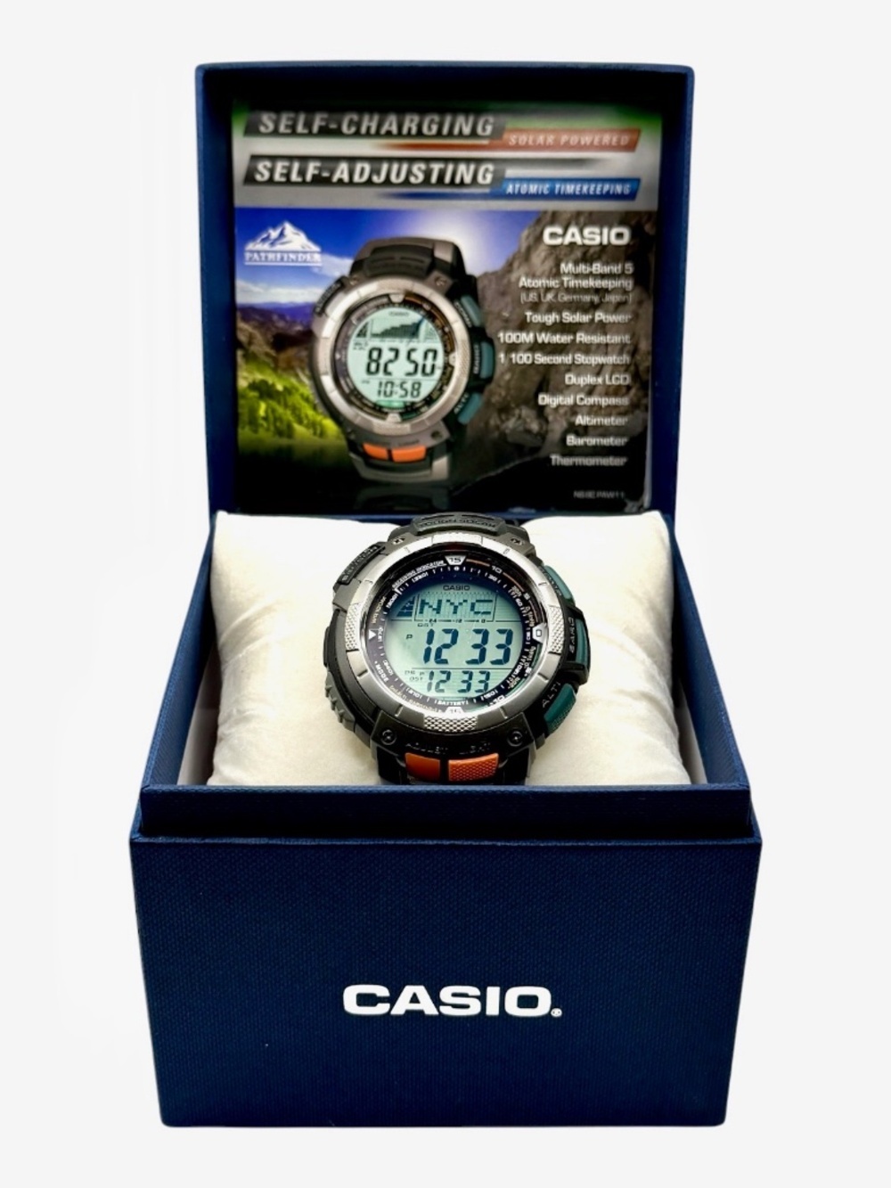 Vintage Casio Mens Watch Solar Pathfinder PAW-1100 3043  Working